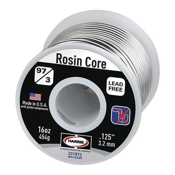 Lead Free Solder Wire, Dia 0.125 In, 1lb