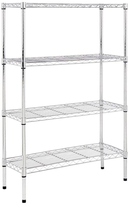 4 Shelf Silver Chrome Steel Shelving Unit