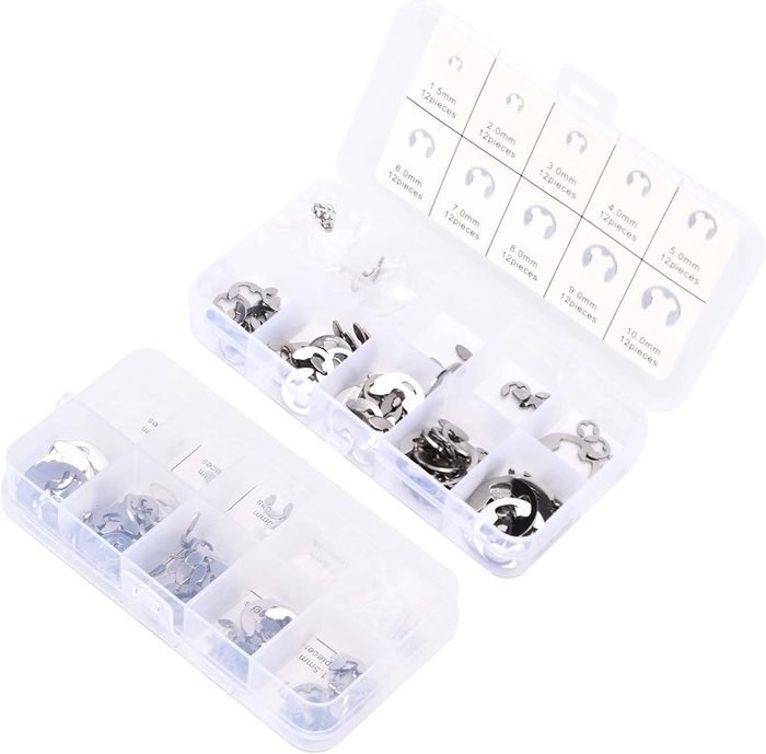 E Type Snap Rings Assortment, 10 Sizes