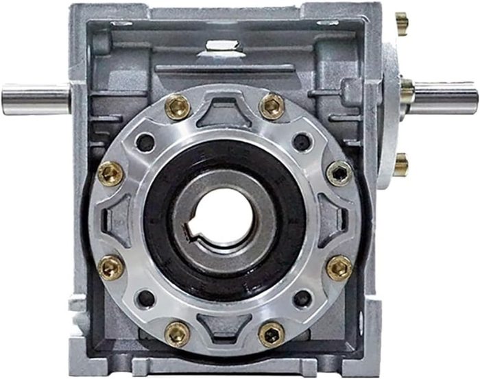 Worm Gearbox Speed Reducer 5:1-100:1 Worm Gear Reducer NRV063-VS Double Input Shaft 19mm Output Hole 25mm 90 Degree Worm Gearbox Speed Reducer RV63 Worm Gear Reducer