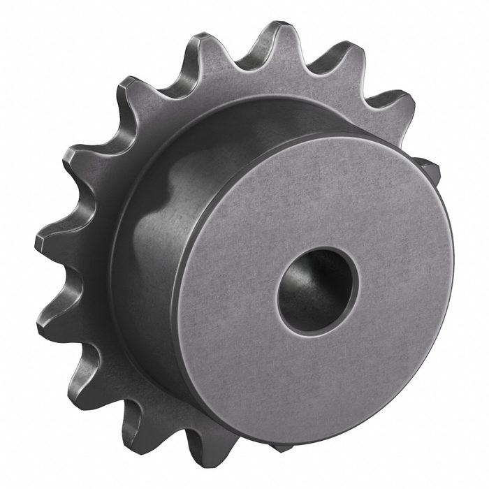 Sprocket: 16 Teeth, 1/4 in Bore Dia., 1.407 in Outside Dia., Single Chain Rows