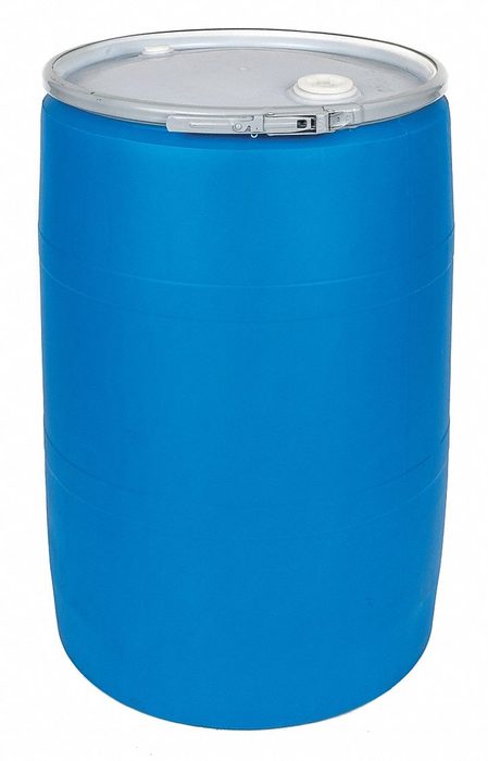 55 Gallon Plastic Drum, Open Head, UN Rated, Bolt, Bungs - Blue