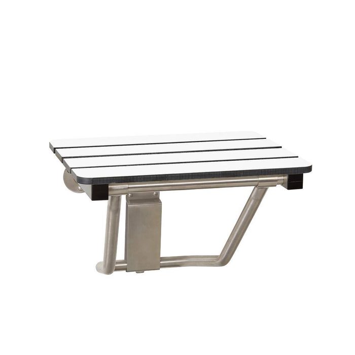 22 in. x 15 in. White Phenolic 3 in. Slats Folding Wall Shower Seat