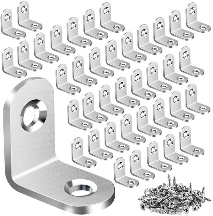 L Bracket Corner Brace, Stainless Steel L Brackets, Metal Corner Bracket, Small Right Angle Brackets 0.79 x 0.79 inch