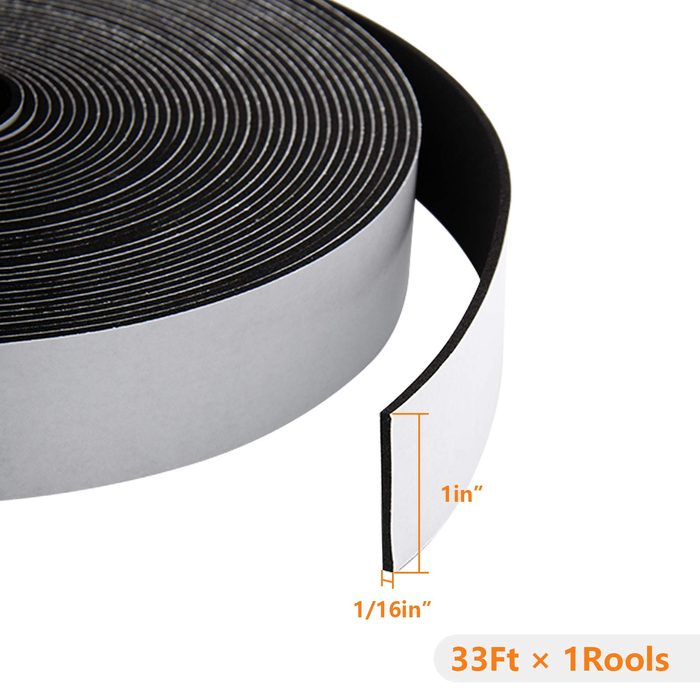High Resilience Neoprene Sponge Foam Tape, 1 Inch x 1/16 Inch