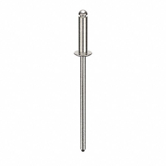 Blind Rivet, Domed-head, 1 15/32 in Overall Lg, 1 7/15" L, 0.094" dia