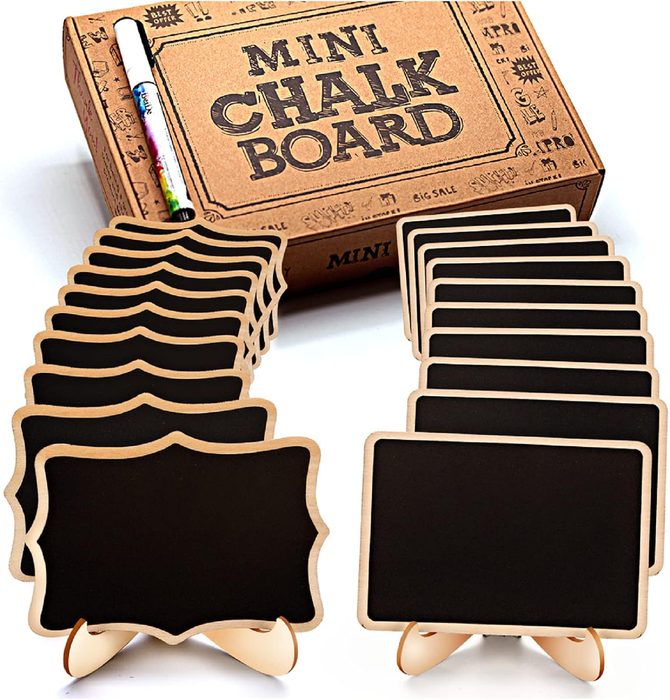 24 Pack Mini Chalkboard Signs with Easel Stand
