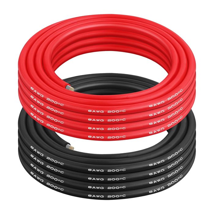 8 AWG Gauge Silicone Wire Electrical Cable (10ft red & 10ft Black) Soft & Flexible Tinned Copper core High Temperature Resistant Silicone Wire