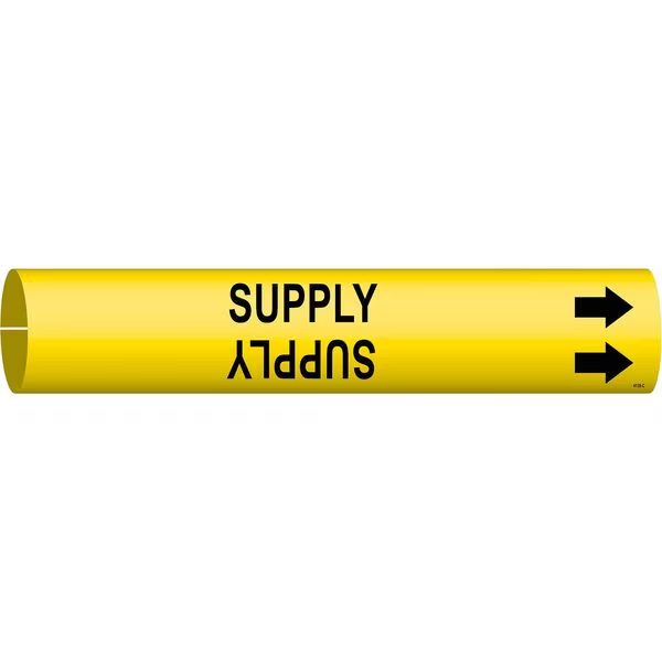Pipe Marker, Supply, Yellow, 2-1/2 to 3-7/8 In