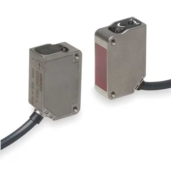 Through-Beam Photoelectric Sensor Transmitter, Bare Wire, Right Angle, Rectangular, Selectable Light On/Dark On