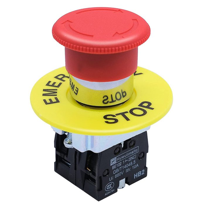 Emergency Stop Push Button Switch with Fixation 22mm