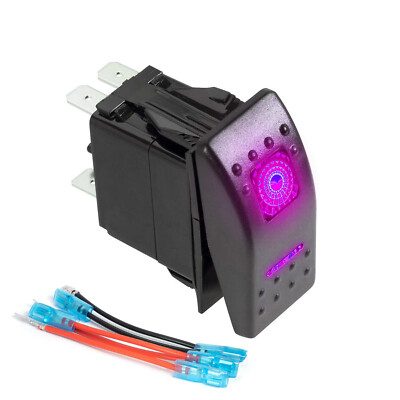 5/7 Pin Rocker Switch with Purple LED 20A 12V ON-OFF