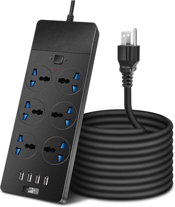 110-250V 3000W Universal Extension 6 Socket Surge Protector Power Strip with Switches