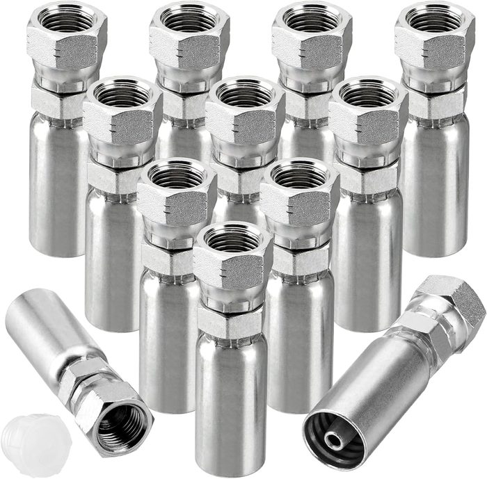Hydraulic Hose Fitting: 1/4" ID Hose x 3/8" JIC Female Swivel