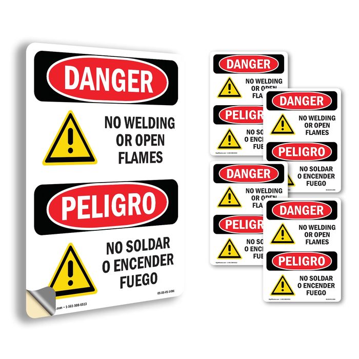 Safety Sign, Bilingual, OSHA Regulation, Adhesive