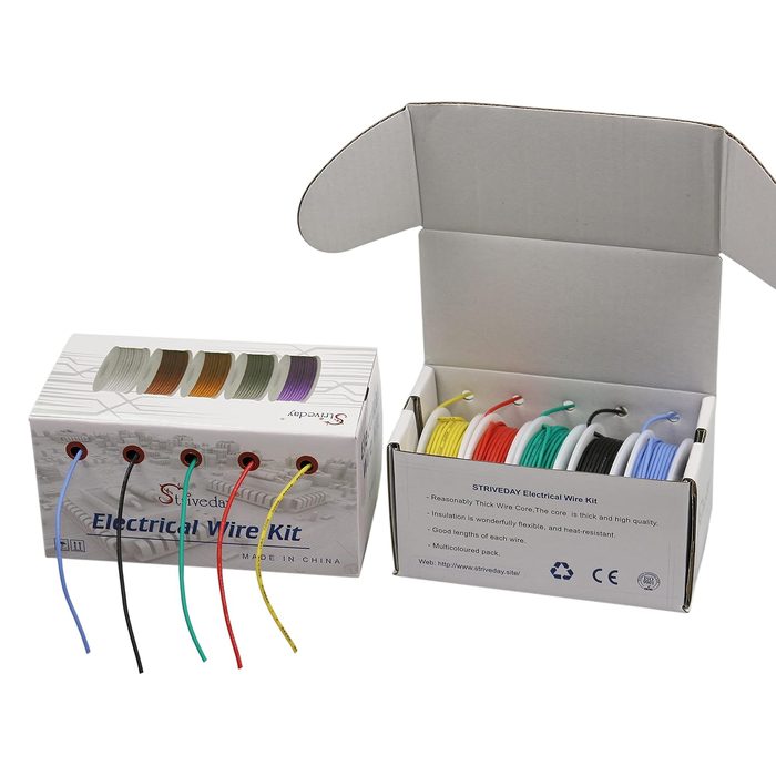 Striveday 24AWG Flexible Silicone Tinned Copper Hook Up Wire - 300V Stranded Electrical Cable