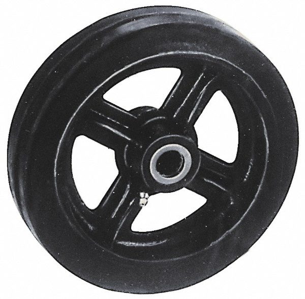 Caster Wheel: Rubber, 12" Dia, 2-1/2" Wide, 1" Axle