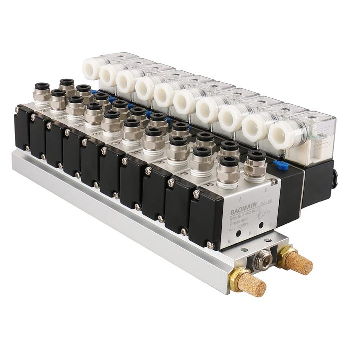 10-Place Valve Manifold Base for 1/4" Ported 01V Series Valves
