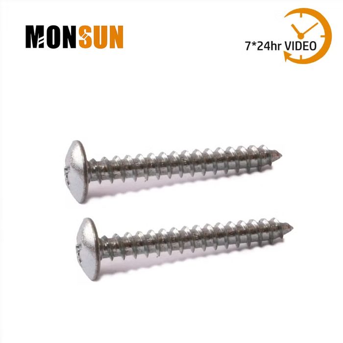 Sheet Metal Screw, Clear Zinc Plated Cross Recess Truss Head