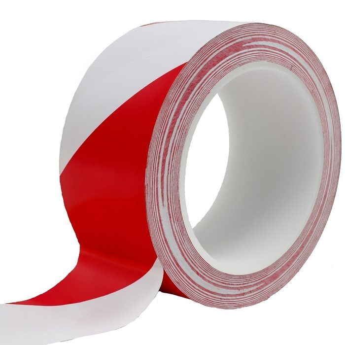 Floor Marking Tape, White with Red Border
