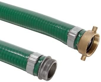 Green PVC Suction/Discharge Hose Assembly, 2-1/2" MPT x NPSM Female Swivel Connection, 29.8" Hg Vacuum Rating 65 PSI Maximum Pressure, 15' Length