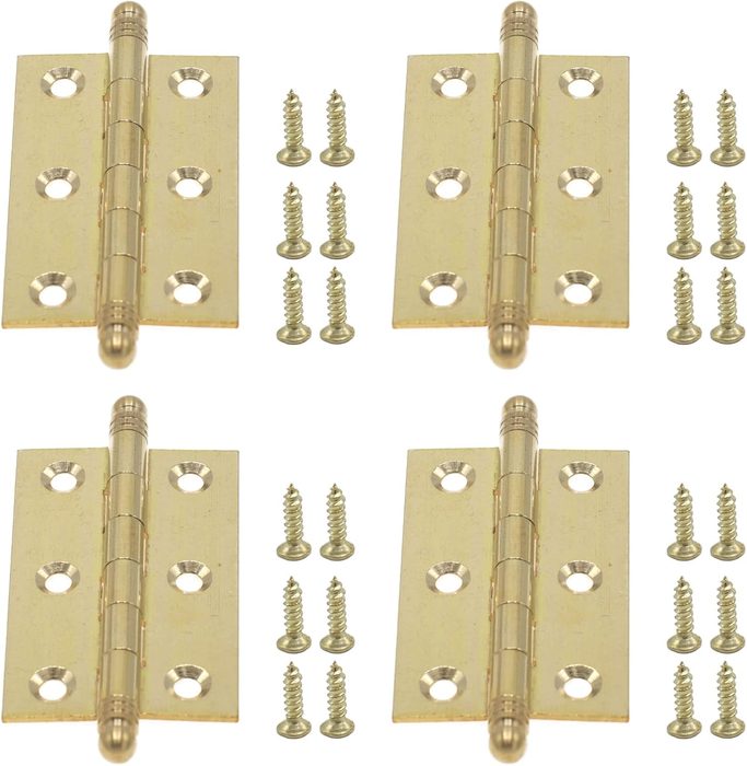 Brass Door Butt Hinges, 2.5 Inch, Mini Cabinet Decorative Folding Butt Hinges