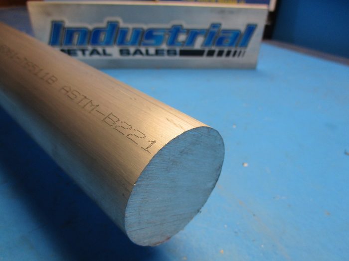 Aluminum Round Rod, 2" DIA, 12" Solid, 6061-T6511