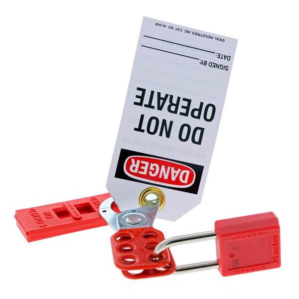1-1/2 in. Shackle Safety Lockout Padlock with Key, Red