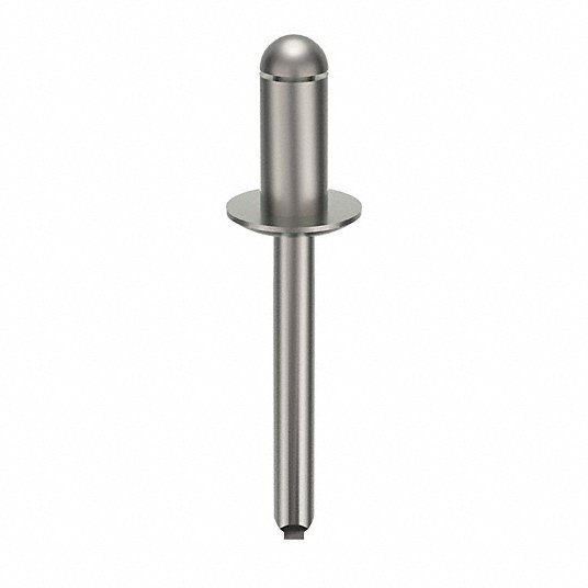 Blind Rivet, Domed-head, 1 44/53" L, 1/4" dia