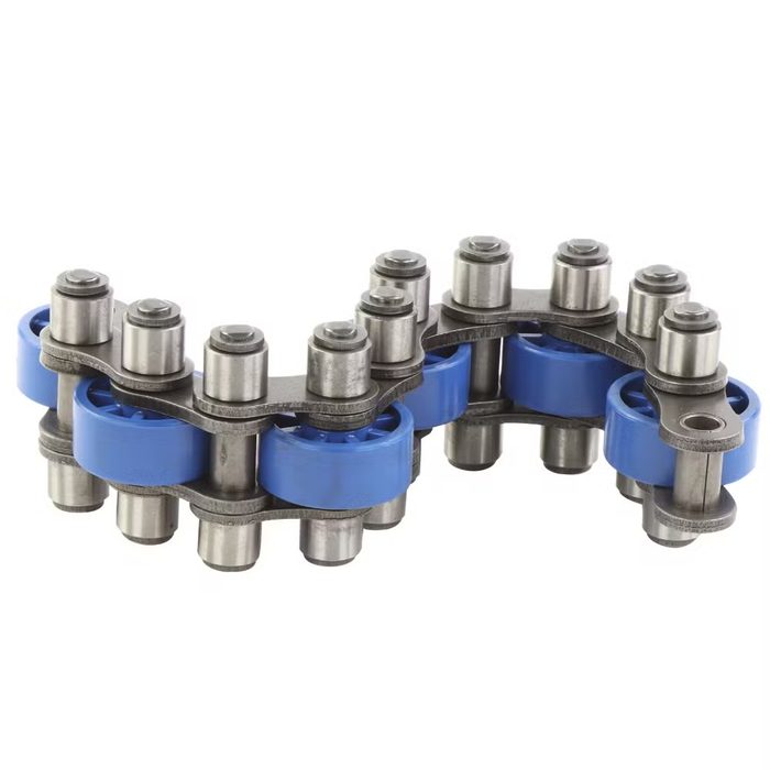 High efficiency roller chain with straight side plate