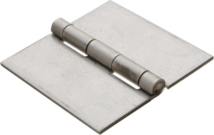 Stainless Steel 304 Surface Mount Butt Hinge Without Hole, 0.120" Leaf Thickness, 4" Open Width, 1/4" Pin Diameter, 4" Long, Non-Removable Pin