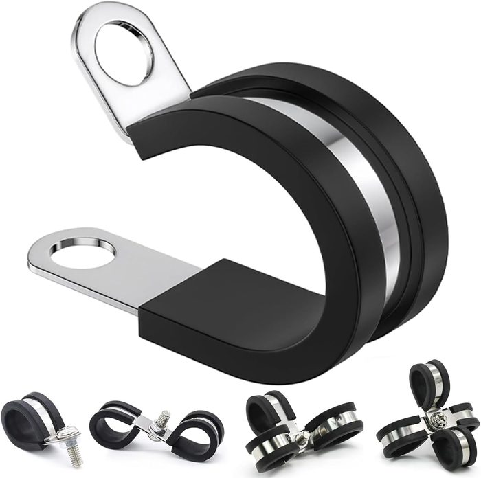 304 Stainless Steel Rubber Cushioned Metal Cable Clamp