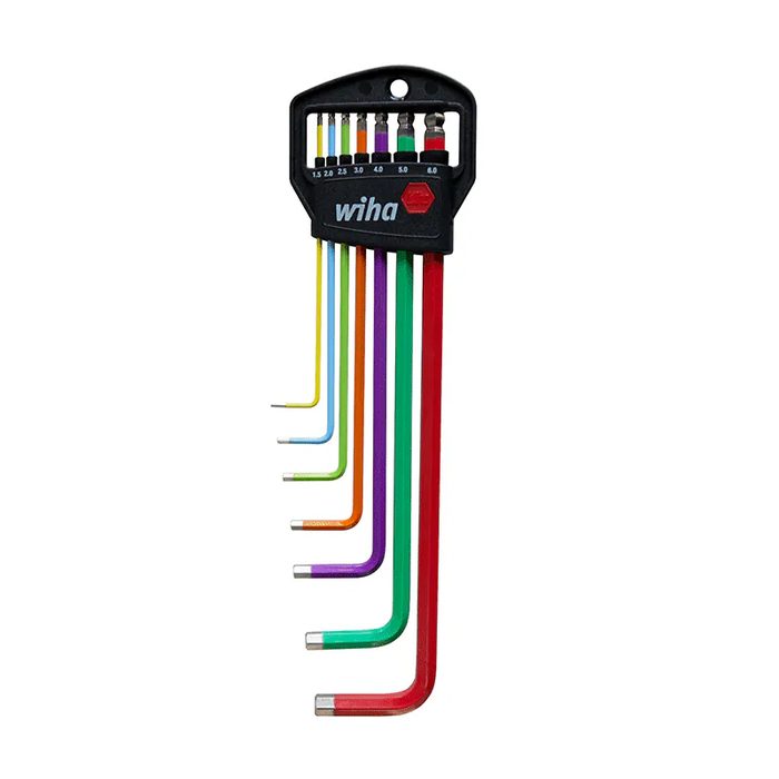 Coloured Extended Ball Head Allen Wrenches 7 Piece Set