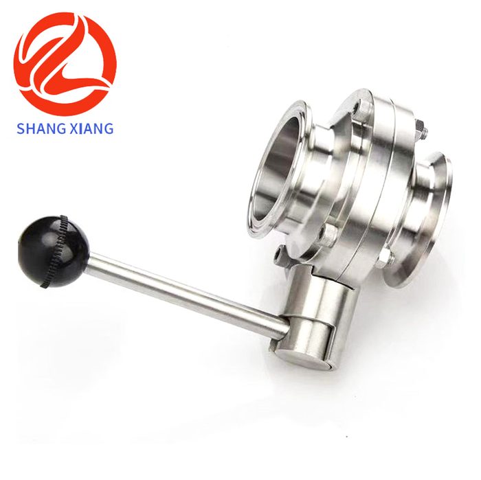 Sanitary Stainless Steel Pulling Handle Tri Clamp Clover Butterfly Valve