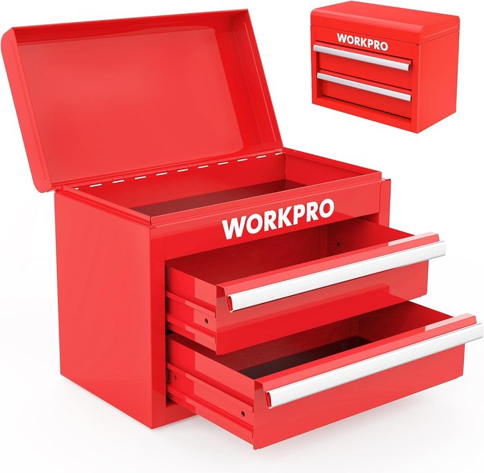 Red Mini 2-Drawer Portable Steel Tool Chest