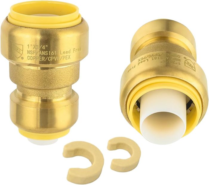 1 Inch x 3/4 Inch Reducing Coupling Push to Connect Fitting for PEX, Copper, CPVC Pipes