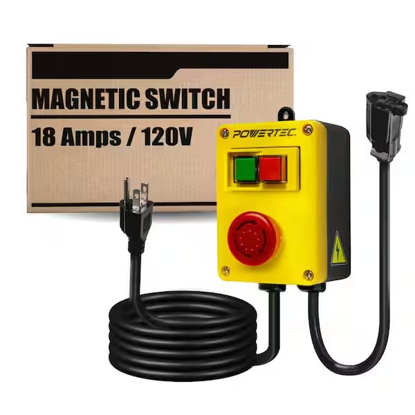 120V, 18A Magnetic Power Tool Safety Switch with Emergency Stop Button