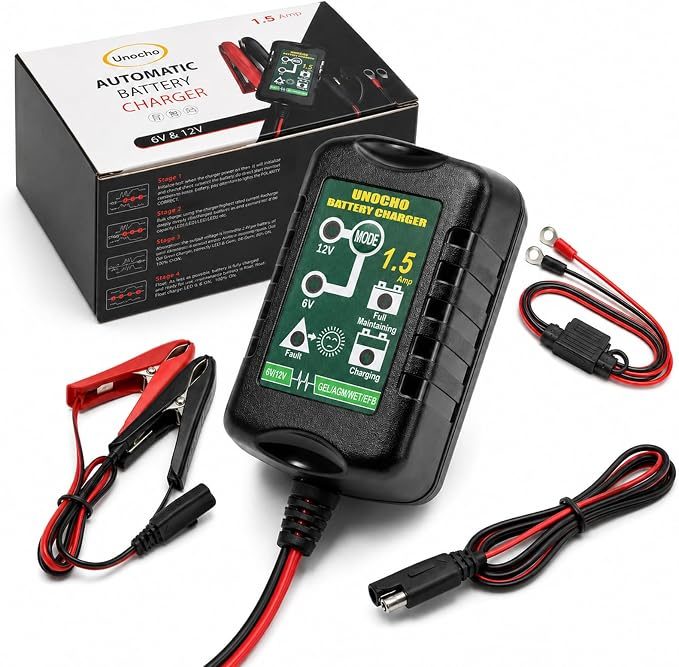 6V/12V Battery Charger Maintainer 1.5A Automatic Trickle Charger