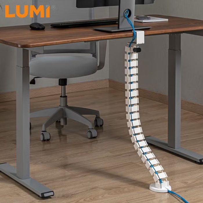 Underdesk Cable Management Solution Snake Cable Spine Flexible Cable Sleeve Organizer