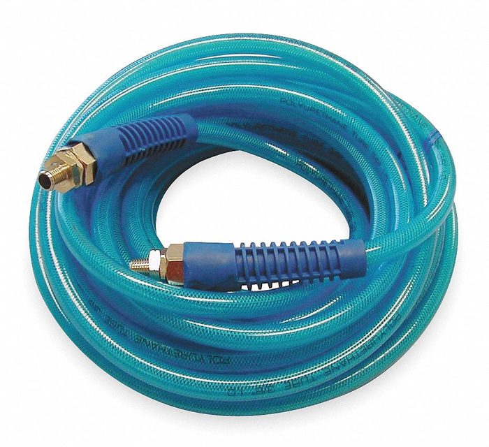 3/8" x 25' Clear Blue Polyurethane Air Hose Assembly