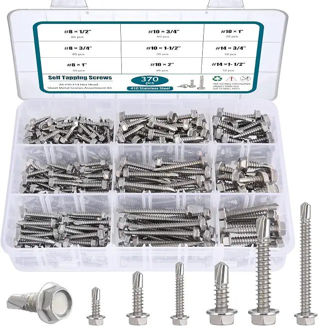 Self-Drilling Screws, Asst Dia #10-1/4"