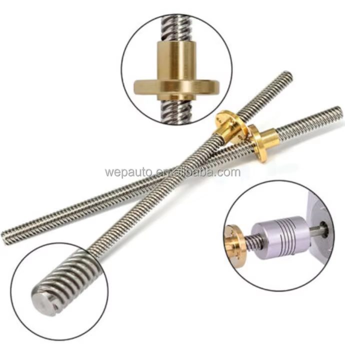 T12x2mm trapezoidal lead screw rod, 400mm length, left-hand thread