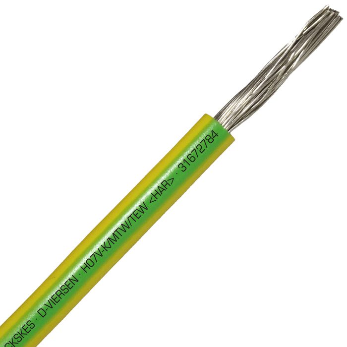 Hook-Up Wire, 14 AWG, 46/30 Green, Yellow, 600V