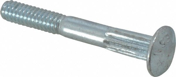 Carriage Bolt: 1/4-20, 2" Length Under Head, Ribbed Neck, Grade 5, Partially Threaded