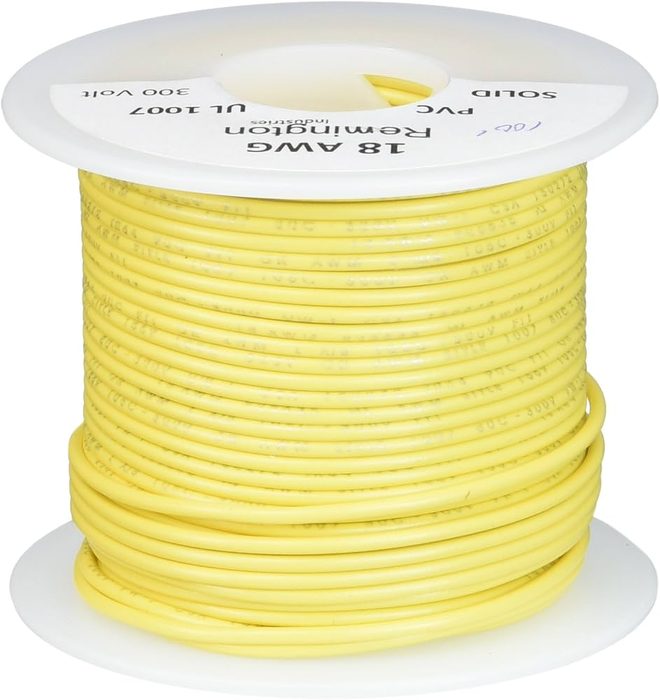 18 AWG UL1007 Hookup Wire, Yellow