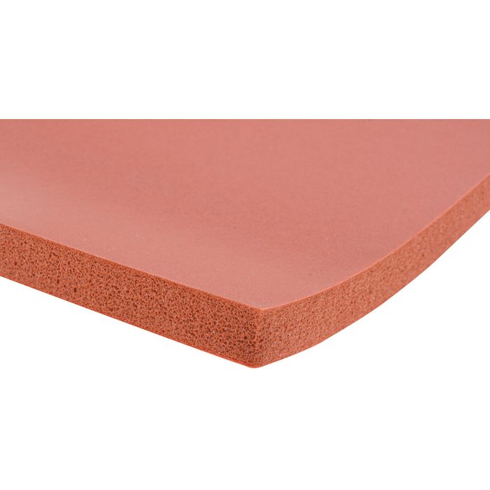 Closed Cell Silicone Sheet: 1/2" Thick, 12" Wide, 12" Long, Orange-Red