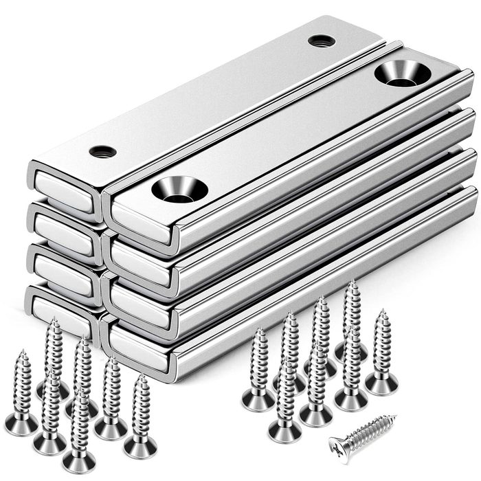 Strong Rectangular Pot Magnets with Counter Bore, Countersunk Hole