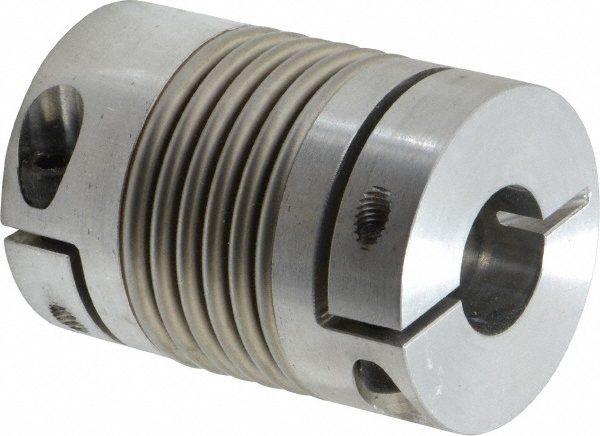 Flexible Coupling: Bellows Clamp, Aluminum Hub with Stainless Steel Bellows, Minimum Bore Diameter 3/4"