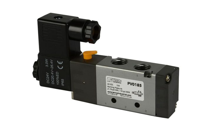 1/4" 24 VDC 5/2 2W NPT 22mm Solenoid Pilot Aluminum Solenoid/Spring Valve