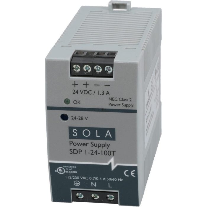 100 Watt, 1.30 Amp, 264 VAC, 375 VDC Input, 24 to 28 VDC Output, DIN Rail Power Supply